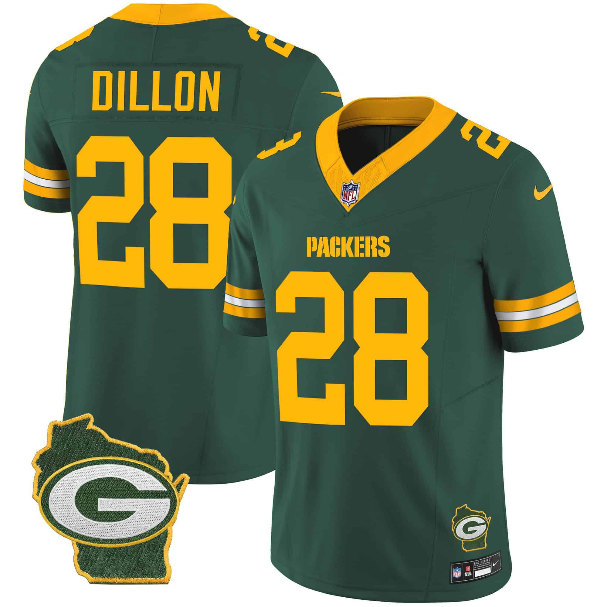 Men Green Bay Packers #28 Dillon Green 2024 Nike Home Patch Vapor NFL Jersey style 1